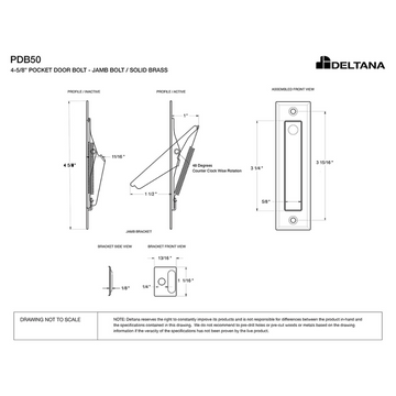 EMTEK 2220 MODERN RECTANGULAR JAMB BOLT 1 1/4" x 3"
